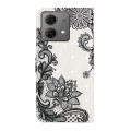 For Motorola Moto G84 5G Oil Embossed 3D Drawing Leather Phone Case(Lace Flower)