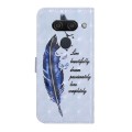 For Xiaomi Redmi K50 Oil Embossed 3D Drawing Leather Phone Case(Blue Feather)