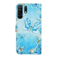 For Xiaomi Redmi 9 Oil Embossed 3D Drawing Leather Phone Case(Blue Butterflies)