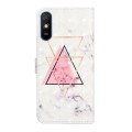 For Xiaomi Redmi 9A Oil Embossed 3D Drawing Leather Phone Case(Triangular Marble)