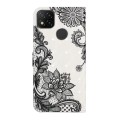 For Xiaomi Redmi 9C Oil Embossed 3D Drawing Leather Phone Case(Lace Flower)