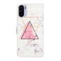 For Xiaomi Redmi K40 Oil Embossed 3D Drawing Leather Phone Case(Triangular Marble)