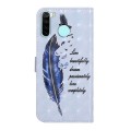 For Xiaomi Redmi Note 8T Oil Embossed 3D Drawing Leather Phone Case(Blue Feather)