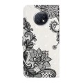 For Xiaomi Redmi Note 9 / 9T Oil Embossed 3D Drawing Leather Phone Case(Lace Flower)