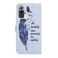 For Xiaomi Redmi Note 10 Pro Oil Embossed 3D Drawing Leather Phone Case(Blue Feather)