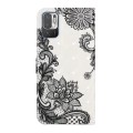 For Xiaomi Redmi Note 10 4G Oil Embossed 3D Drawing Leather Phone Case(Lace Flower)