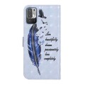 For Xiaomi Redmi Note 10 4G Oil Embossed 3D Drawing Leather Phone Case(Blue Feather)
