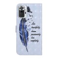 For Xiaomi Redmi Note 10 Pro / Pro Max Oil Embossed 3D Drawing Leather Phone Case(Blue Feather)