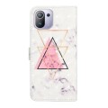 For Xiaomi Mi 11 Pro Oil Embossed 3D Drawing Leather Phone Case(Triangular Marble)