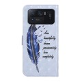 For Xiaomi Mi 11 Ultra Oil Embossed 3D Drawing Leather Phone Case(Blue Feather)