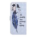 For Xiaomi 12 Pro Oil Embossed 3D Drawing Leather Phone Case(Blue Feather)