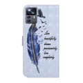For Xiaomi 12T / 12T Pro Oil Embossed 3D Drawing Leather Phone Case(Blue Feather)