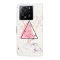 For Xiaomi 13T Oil Embossed 3D Drawing Leather Phone Case(Triangular Marble)