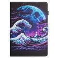 For iPad mini 5 / 4 / 3 / 2 / 1 Colored Drawing Stitching Leather Tablet Smart Case(Sea Wave)