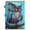 For iPad mini 5 / 4 / 3 / 2 / 1 Colored Drawing Stitching Leather Tablet Smart Case(Owl)
