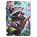 For iPad 10.2 2020/2019 / Air 10.5 Colored Drawing Stitching Leather Tablet Smart Case(Raccoon)