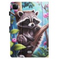 For iPad Pro 11 2022 / Air 10.9 2022 Colored Drawing Stitching Leather Tablet Smart Case(Raccoon)