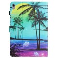 For iPad 10th Gen 10.9 2022 Colored Drawing Stitching Leather Tablet Smart Case(Coconut Tree)