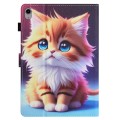 For iPad 10th Gen 10.9 2022 Colored Drawing Stitching Leather Tablet Smart Case(Yellow Cat)