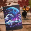 For iPad Pro 11 2024 Colored Drawing Stitching Leather Tablet Smart Case(Sea Wave)