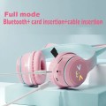 BT612 LED Cat Ear Single Sound Folding Bluetooth Earphone with Microphone(Pink)