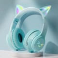 BT612 LED Cat Ear Single Sound Folding Bluetooth Earphone with Microphone(Green)