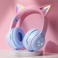 BT612 LED Cat Ear Single Sound Folding Bluetooth Earphone with Microphone(Blue)