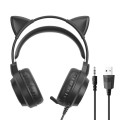 G35 Cute Cat RGB Head-mounted Wired Gaming Earphone(Black)