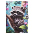 For Samsung Galaxy Tab A7 Lite Colored Drawing Stitching Leather Tablet Smart Case(Raccoon)