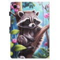 For Samsung Galaxy Tab A9 Colored Drawing Stitching Leather Tablet Smart Case(Raccoon)