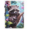 For Samsung Galaxy Tab A9+ Colored Drawing Stitching Leather Tablet Smart Case(Raccoon)