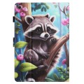 For Samsung Galaxy Tab A 10.1 2019 Colored Drawing Stitching Leather Tablet Smart Case(Raccoon)