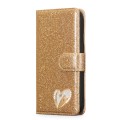 For iPhone 15 Pro Max Glitter Powder Love Leather Phone Case(Gold)