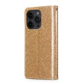 For iPhone 15 Pro Max Glitter Powder Love Leather Phone Case(Gold)