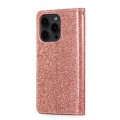For iPhone 15 Pro Max Glitter Powder Love Leather Phone Case(Pink)