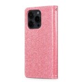 For iPhone 15 Pro Glitter Powder Love Leather Phone Case(Rose Red)