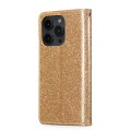 For iPhone 15 Pro Glitter Powder Love Leather Phone Case(Gold)