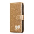 For iPhone 15 Plus Glitter Powder Love Leather Phone Case(Gold)