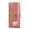 For iPhone 15 Plus Glitter Powder Love Leather Phone Case(Pink)