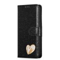 For iPhone 15 Glitter Powder Love Leather Phone Case(Black)