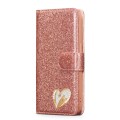 For iPhone 15 Glitter Powder Love Leather Phone Case(Pink)