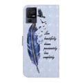 For TCL 40 SE Oil Embossed 3D Drawing Leather Phone Case(Blue Feather)