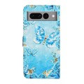 For Google Pixel 7 Pro Oil Embossed 3D Drawing Leather Phone Case(Blue Butterflies)