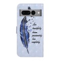For Google Pixel 7 Pro Oil Embossed 3D Drawing Leather Phone Case(Blue Feather)