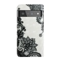 For Google Pixel 6 Pro Oil Embossed 3D Drawing Leather Phone Case(Lace Flower)