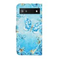 For Google Pixel 7a Oil Embossed 3D Drawing Leather Phone Case(Blue Butterflies)