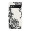 For Google Pixel 7a Oil Embossed 3D Drawing Leather Phone Case(Lace Flower)