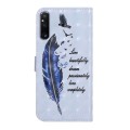For Sony Xperia 1 V Oil Embossed 3D Drawing Leather Phone Case(Blue Feather)