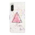 For Sony Xperia 5 Oil Embossed 3D Drawing Leather Phone Case(Triangular Marble)