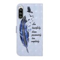 For Sony Xperia 5 Oil Embossed 3D Drawing Leather Phone Case(Blue Feather)